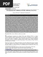 Development and Validation of PUBG Addiction Test (PAT) : Lancy D'Souza, Manish S, Deeksha S