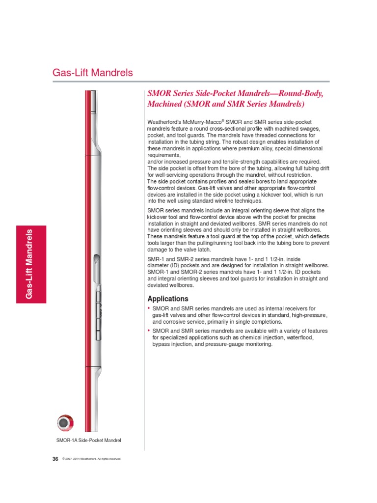 Mandrels, Round, Machined Pocket Weatherford Gas Lift Mandrel PDF Pipe (Fluid Conveyance