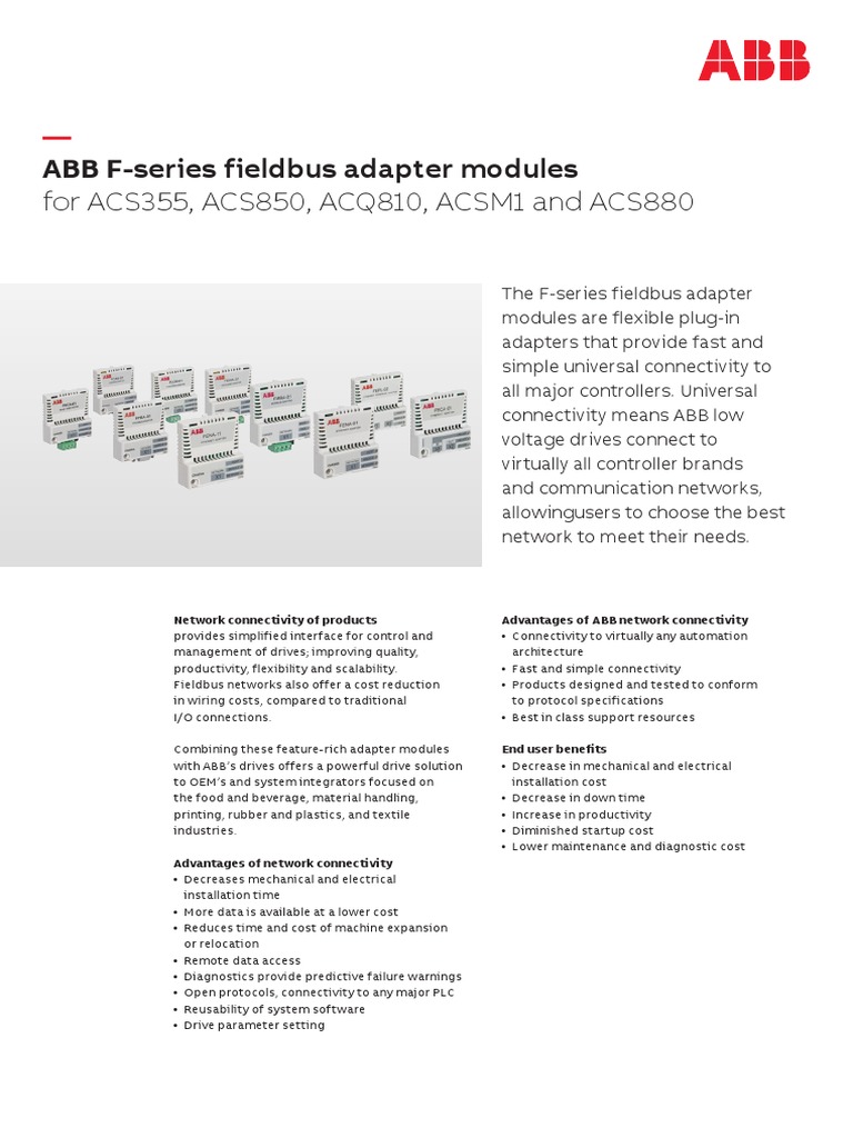 FSeries Fieldbus Adapter Modules Flyer 3AUA0000082386 RevC EN PDF