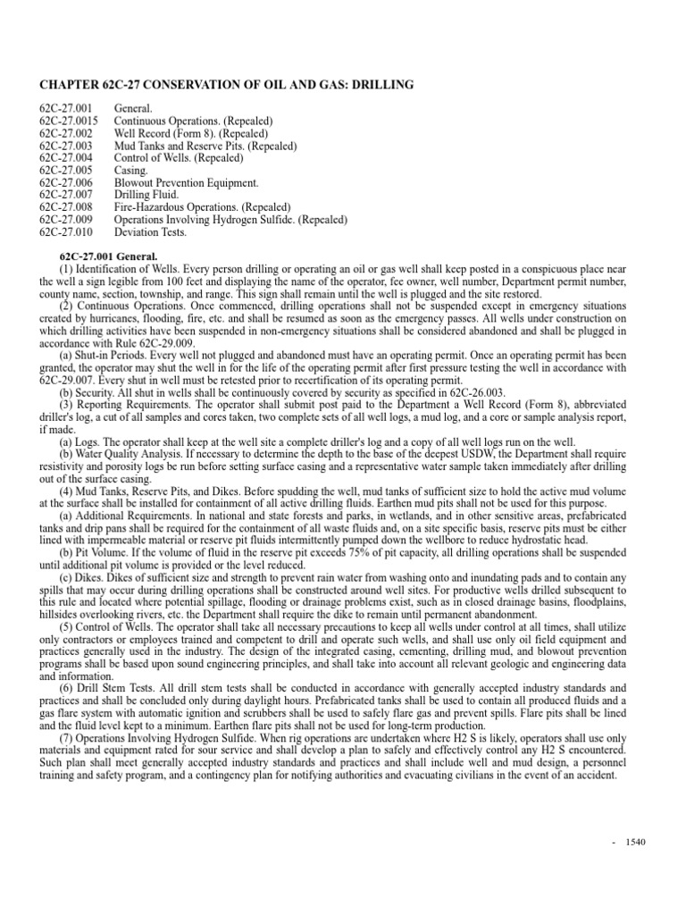Oil & Gas Drilling Regulations | PDF | Casing (Borehole) | Blowout ...