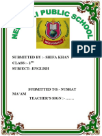 2nd Grade English Assignment by Shifa Khan