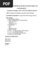 Microprocessors & Microcontrollers Lab 1.experiment: To Perform 8-Bit Arithmetic Operations Using Debugger