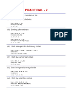 Practical - 2: 1. Sorting A Given Number of List. (I) Sor A List of Alphabets