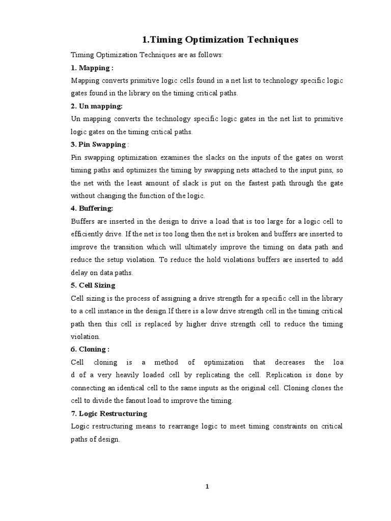 1.timing Optimization Techniques: 1. Mapping | PDF | Spice | Electrical ...