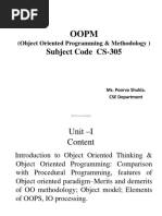 Subject Code CS-305: (Object Oriented Programming & Methodology)