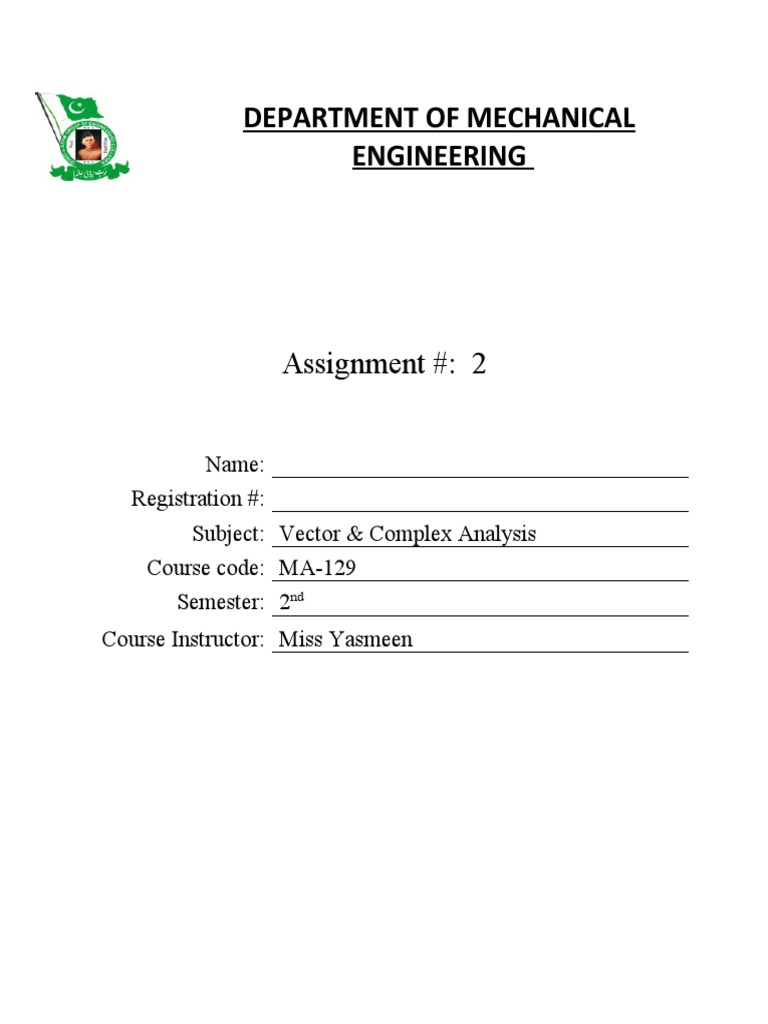 Vector & Complex Analysis Assignment 2 | PDF