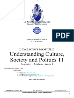 Understanding Culture, Society and Politics 11: Learning Module