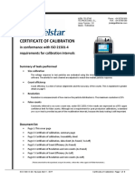 Certificate of Calibration: in Conformance With ISO 21501-4 Requirements For Calibration Intervals