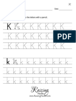 Printing The Letter K. Trace The Letters With A Pencil.: Name: Date