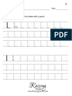 Printing The Letter L. Trace The Letters With A Pencil.: Name: Date