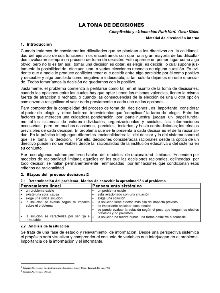Estrategias en la Toma de Decisiones | PDF | Racionalidad | Toma de ...