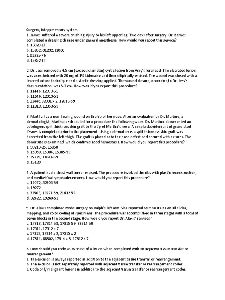 INTEGUMENTARY | PDF | Biopsy | Surgery