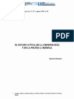 El Estado Actual de La Criminología, y de La Politica Criminal