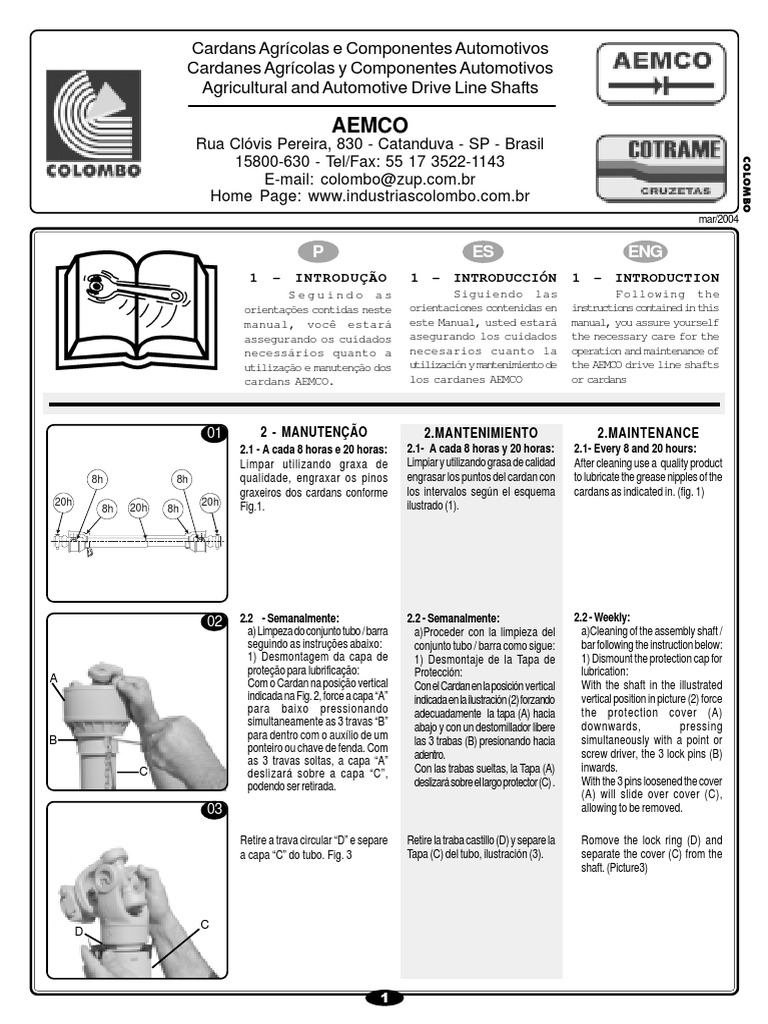 Manual Cardan Componentes PDF | PDF | Trator | Máquinas
