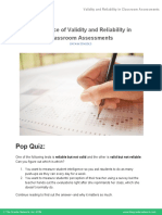 LECTURE NOTES 7B - Importance of Validity and Reliability in Classroom Assessments