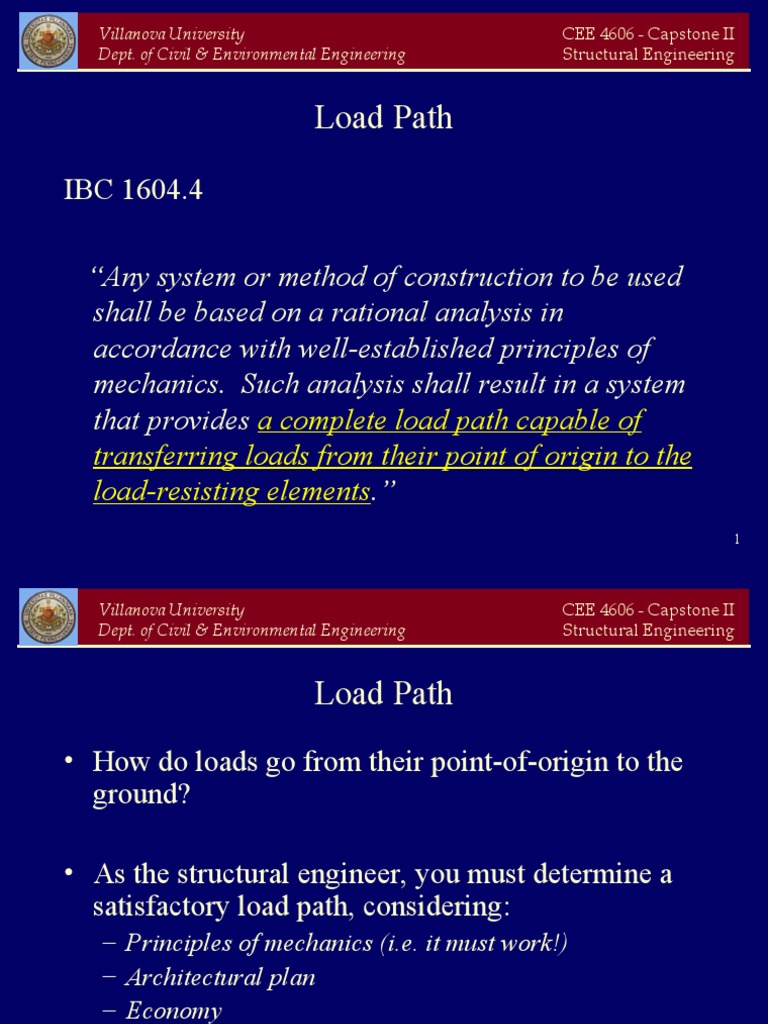 Load Path A Complete Load Path Capable of Transferring Loads From