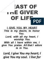 Feast of The Giver of Life