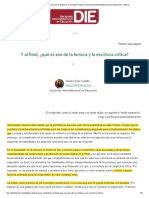 Y Al Final, ¿Qué Es Eso de La Lectura y La Escritura Crítica - Doctorado Interinstitucional en Educación - UDFJC PDF