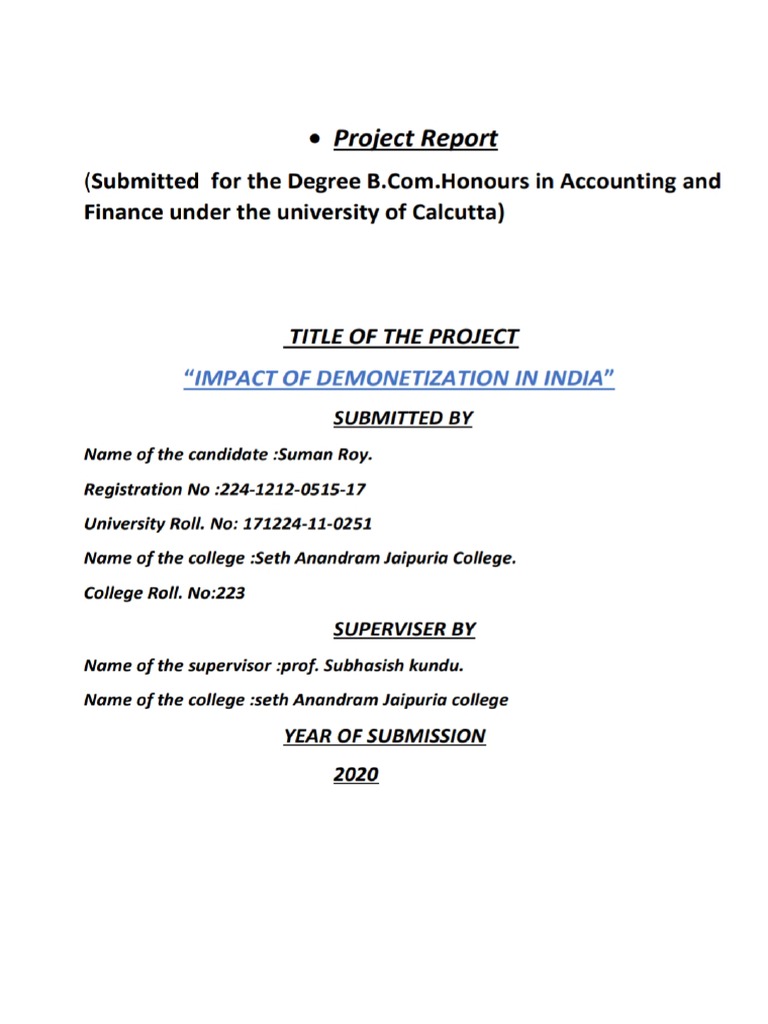 Demonetisation Project PDF | PDF