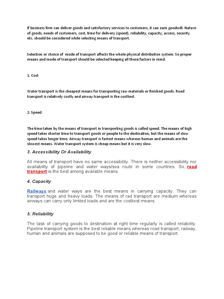 Choosing the Right Transport Mode | PDF - Choosing The Right Mode Of Transport For Your Travels