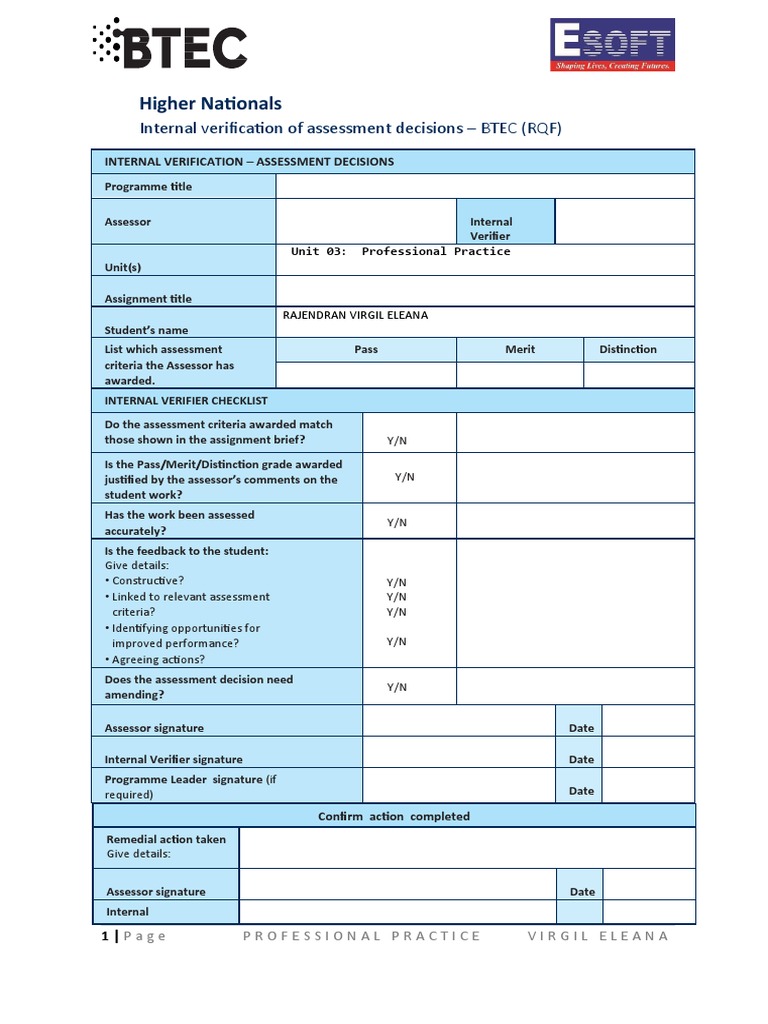 Internal Verification for BTEC Assessments | PDF | Plagiarism | Design