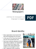 Newspapers - Media Lang and Representation Lessons 3 4