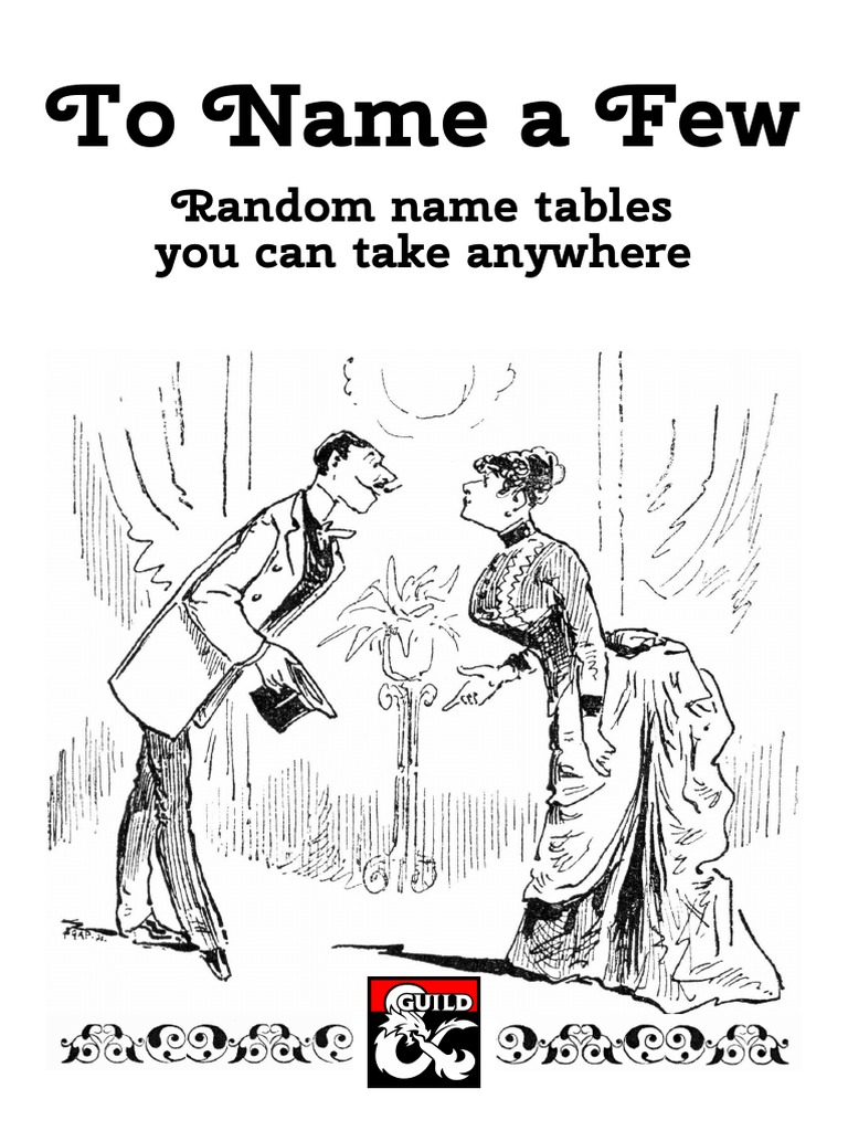 To Name A Few: Random Name Tables You Can Take Anywhere | PDF ...