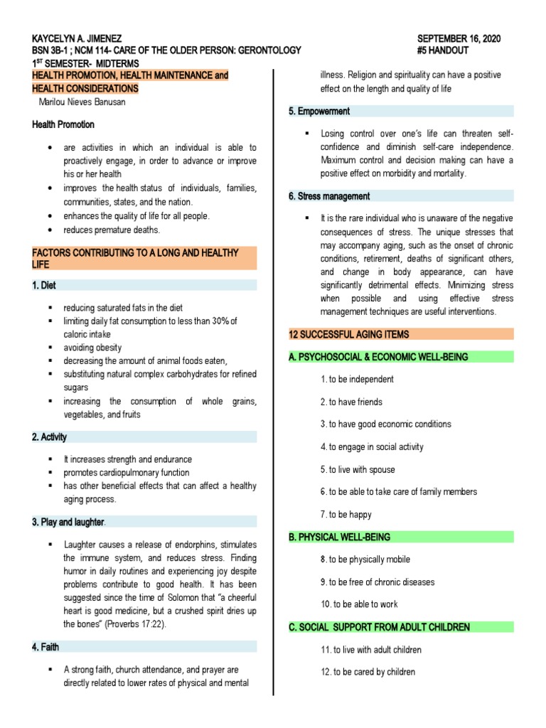 Health Promotion for Aging Well | PDF | Ageing | Health Promotion