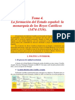 Tema 4. La Formación Del Estado Español. La Monarquía de Los Reyes Católicos (1474-1516) .