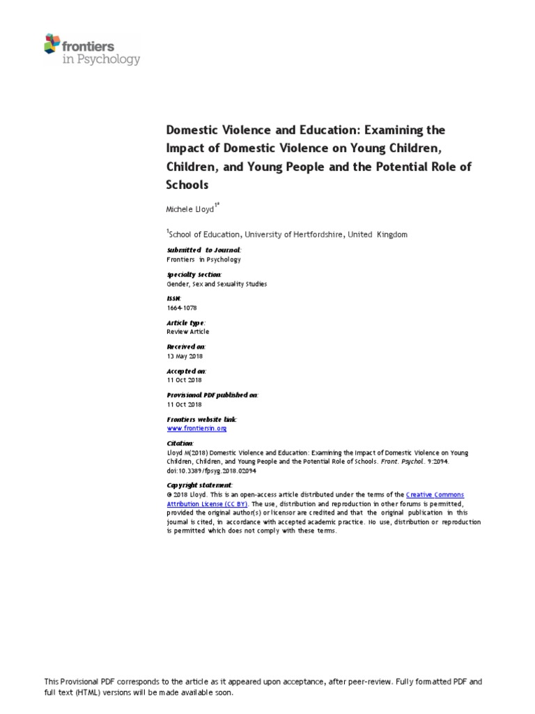 Domestic Violence and Education, Examining The Impact of Domestic ...