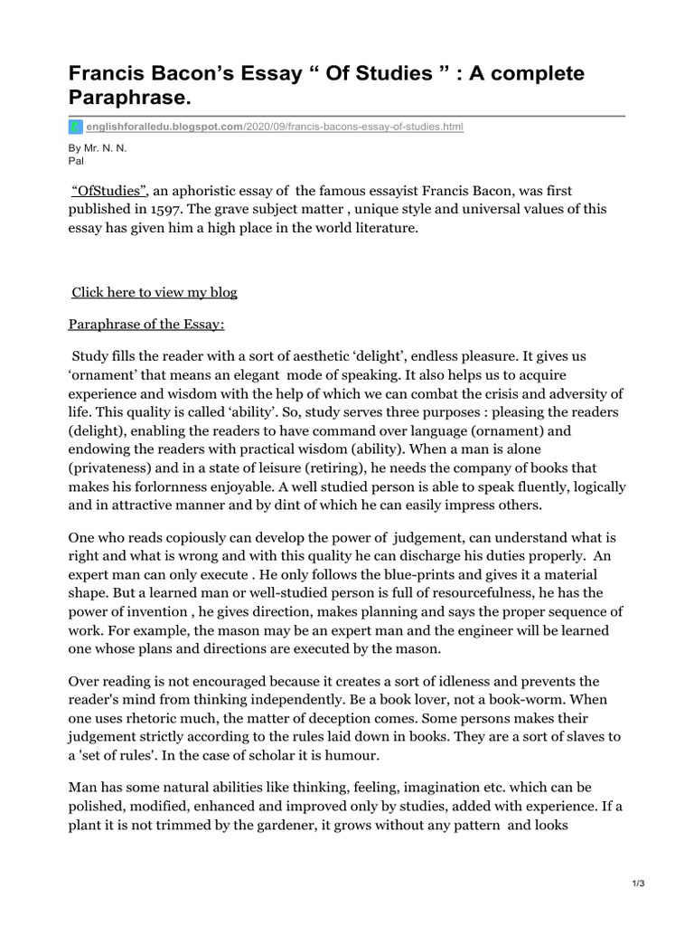 francis-bacons-essay-of-studies-a-complete-paraphrase-pdf-essays