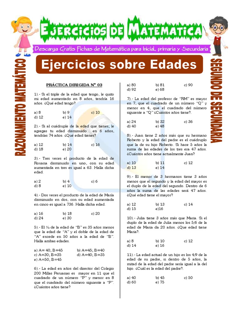 Ejercicios de Edades para Secundaria | PDF | Violencia