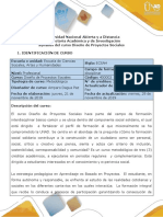 Syllabus Del Curso Diseño de Proyectos Sociales.