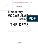 Elementary Vocabulary Grammar Keys - 2012 Drozdova T Yu PDF