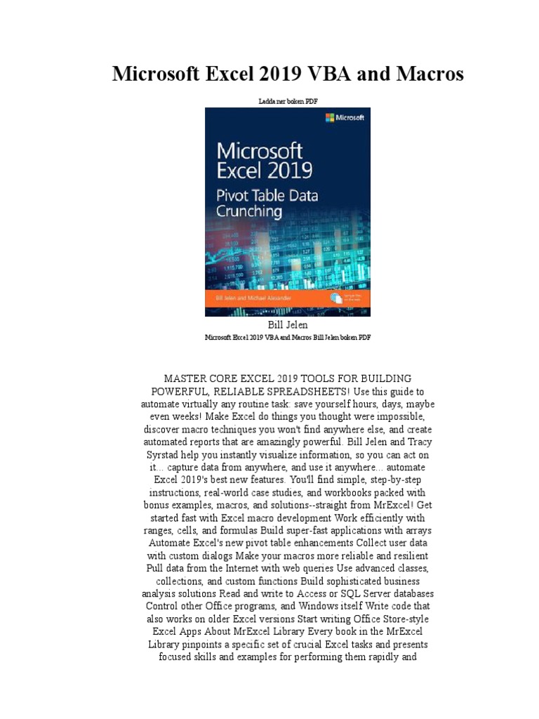 Microsoft Excel 2019 Vba and Macros PDF | PDF