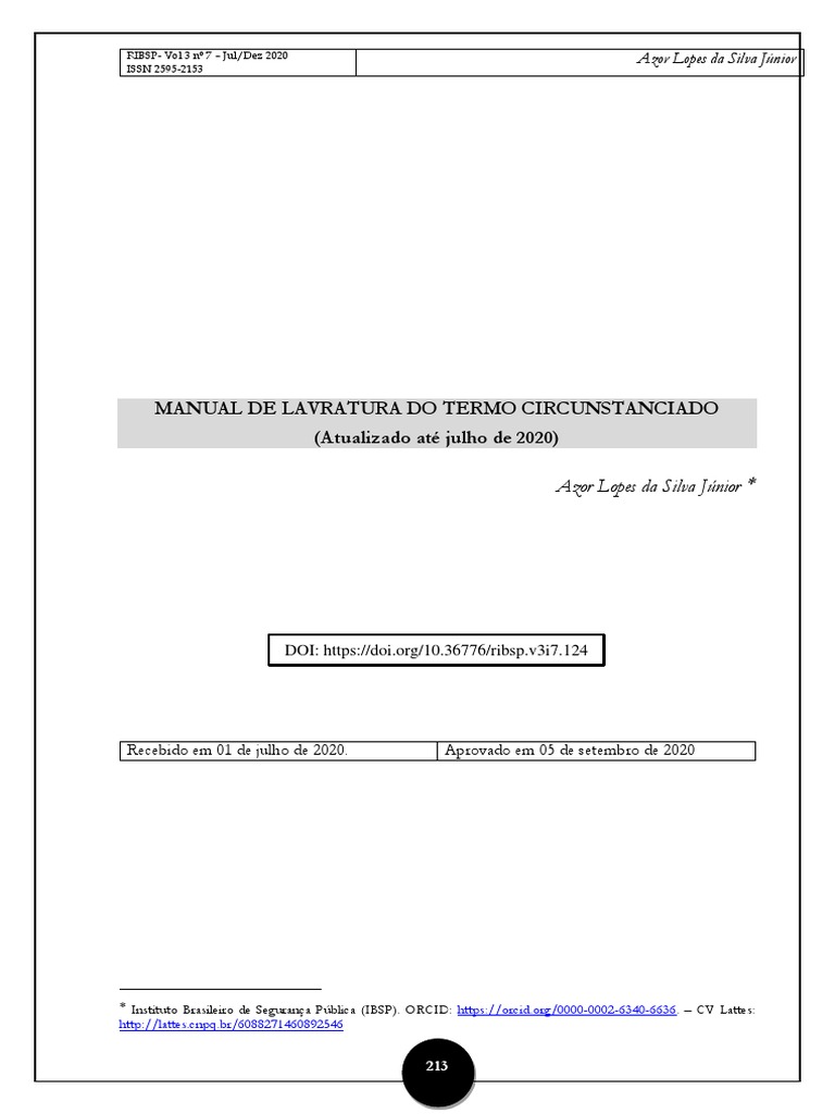 Manual de Lavratura Do Termo Circunstanciado PDF PDF Lesão corporal (crime) Direito Público