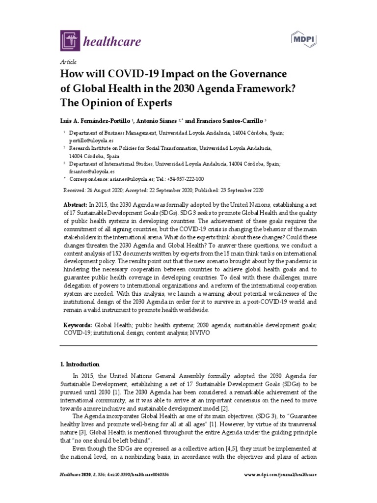 How Will COVID 19 Impact On The Governance of Global Health in The 2030 ...