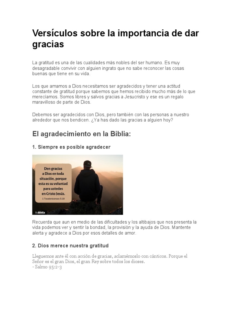 Versículos Sobre La Importancia de Dar Gracias | PDF | Oración | Cristo ...