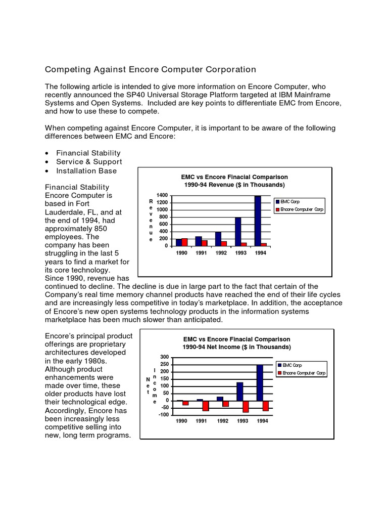 Competing with Encore Computer Insights | PDF | Mainframe Computer ...
