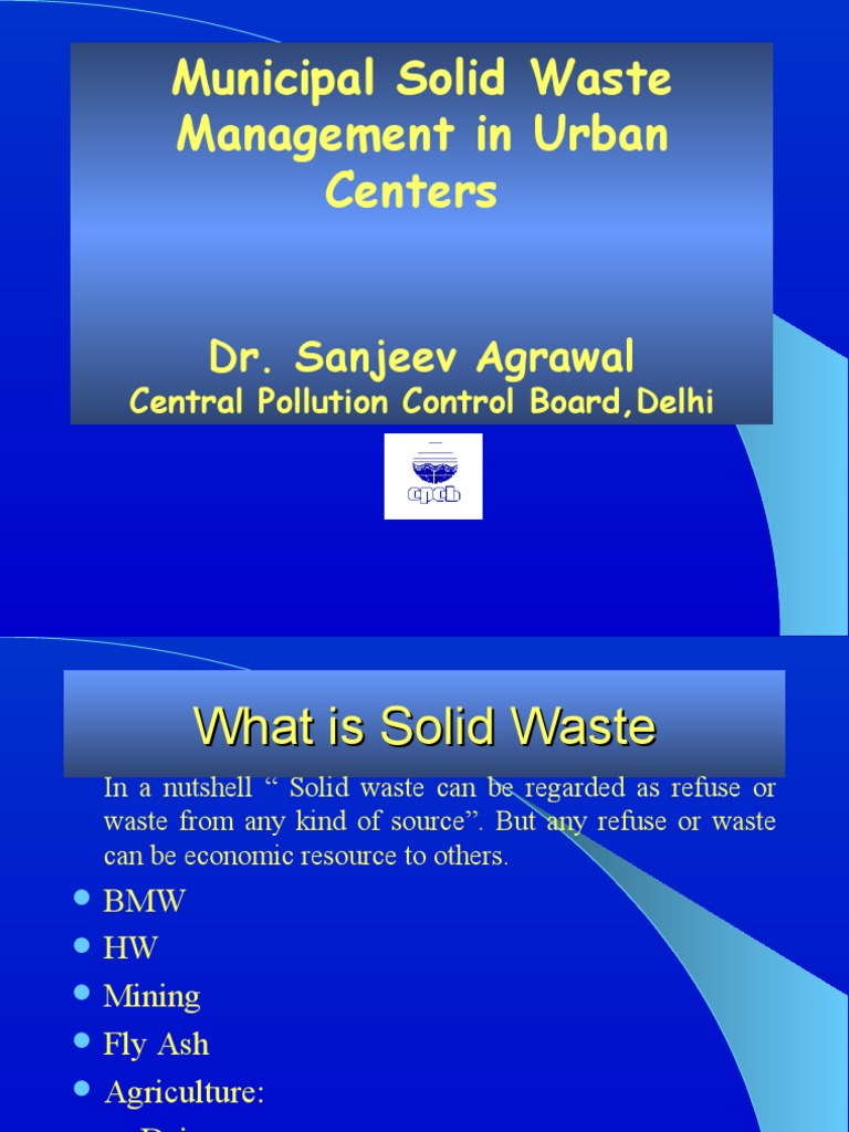 Urban Solid Waste Management Overview | PDF | Municipal Solid Waste ...