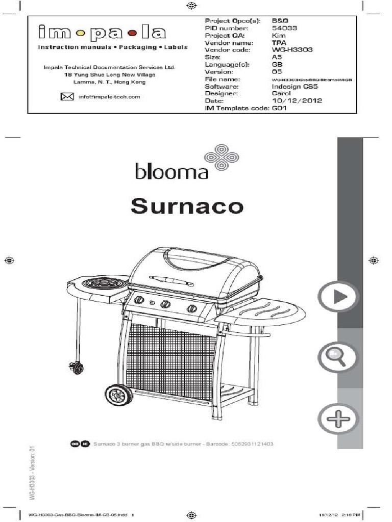 Blooma Surnaco 3 Burner Gas BBQ PDF