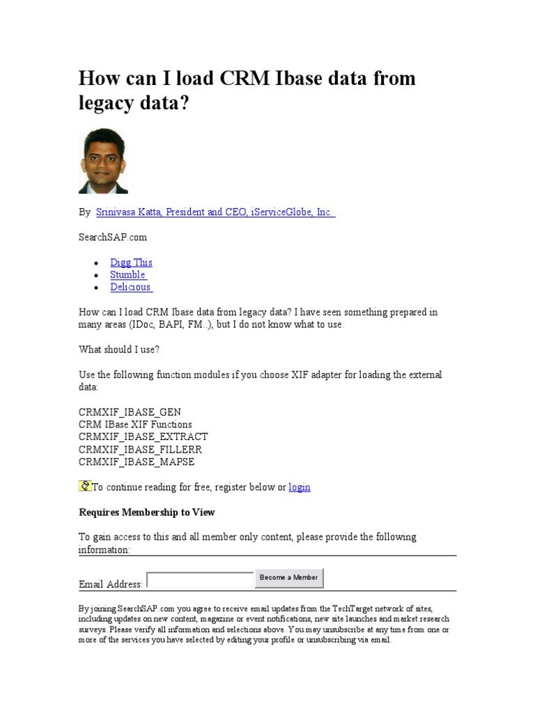 Loading CRM Ibase from Legacy Data | PDF | Customer Relationship ...