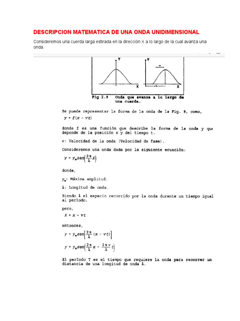 Descripcion Matematica de Una Onda Unidimensional | PDF