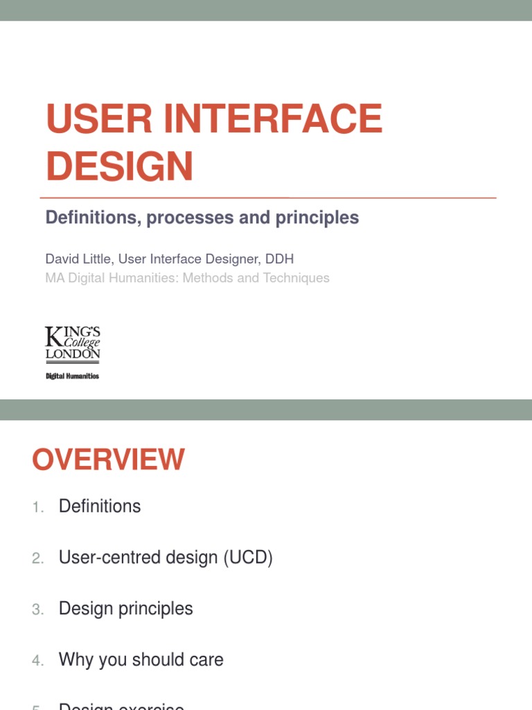 User Interface Design: Definitions, Processes and Principles | PDF