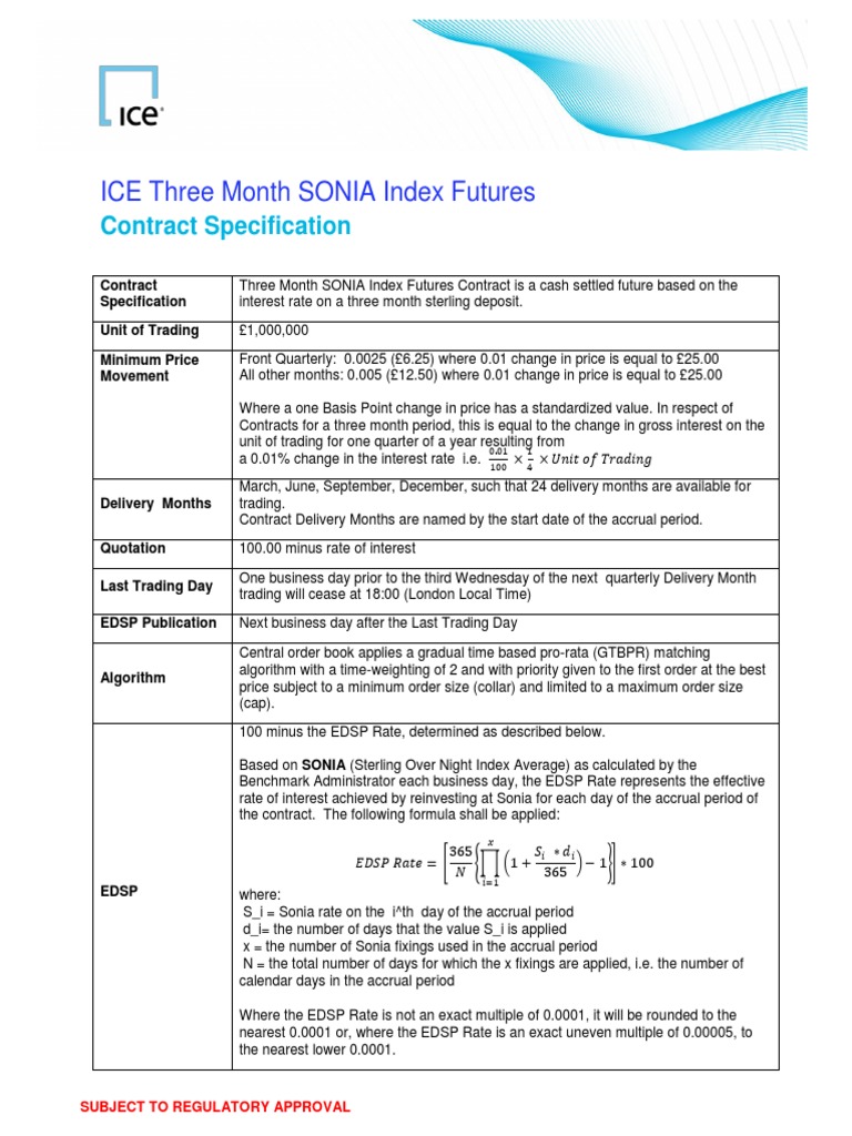 ICE Three Month SONIA Index Futures: Contract Specification | Download ...