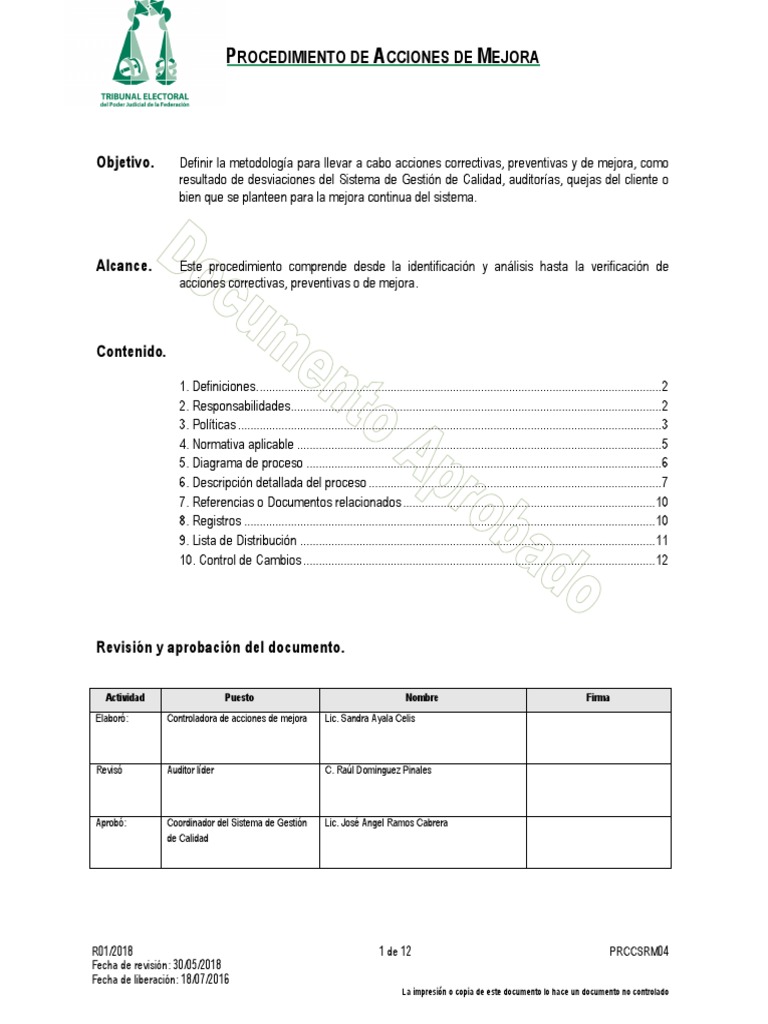 prccsrm04 Procedimiento de Acciones de Mejora PDF | PDF | Sistema de ...