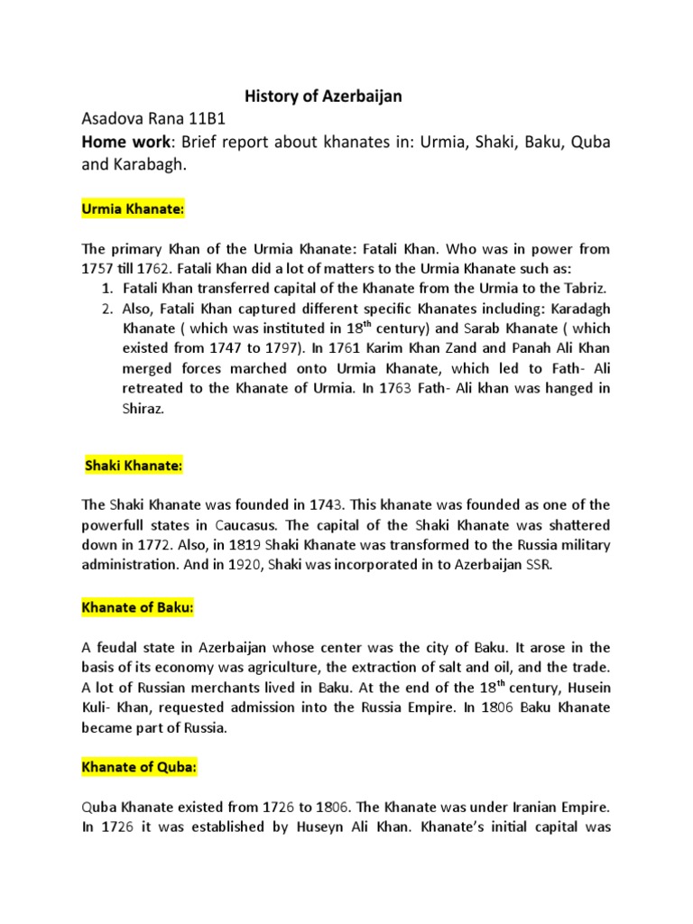 History Of Azerbaijan Pdf Western Asia Asia