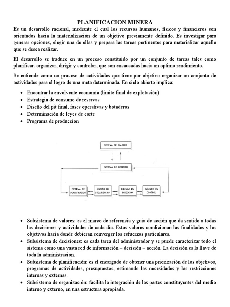Planificacion Minera | PDF | Planificación | Minería