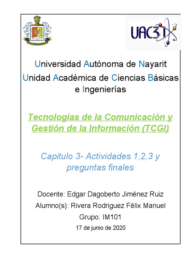 Capitulo 3, Actividades 1-3 | PDF