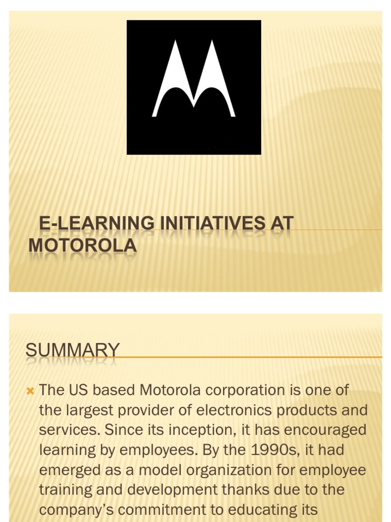 ELearning Initiatives at Motorola PDF Educational Technology